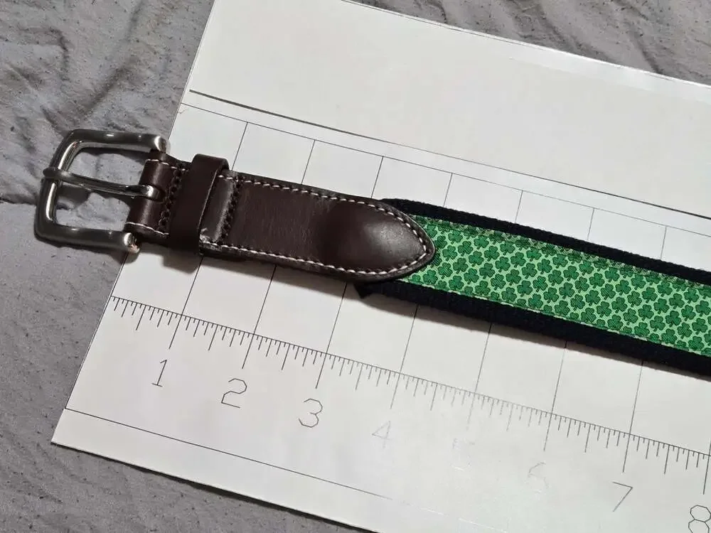 Vineyard Vines St. Patrick's Day Clover/Shamrock Green Leather Golf Ribbon Belt